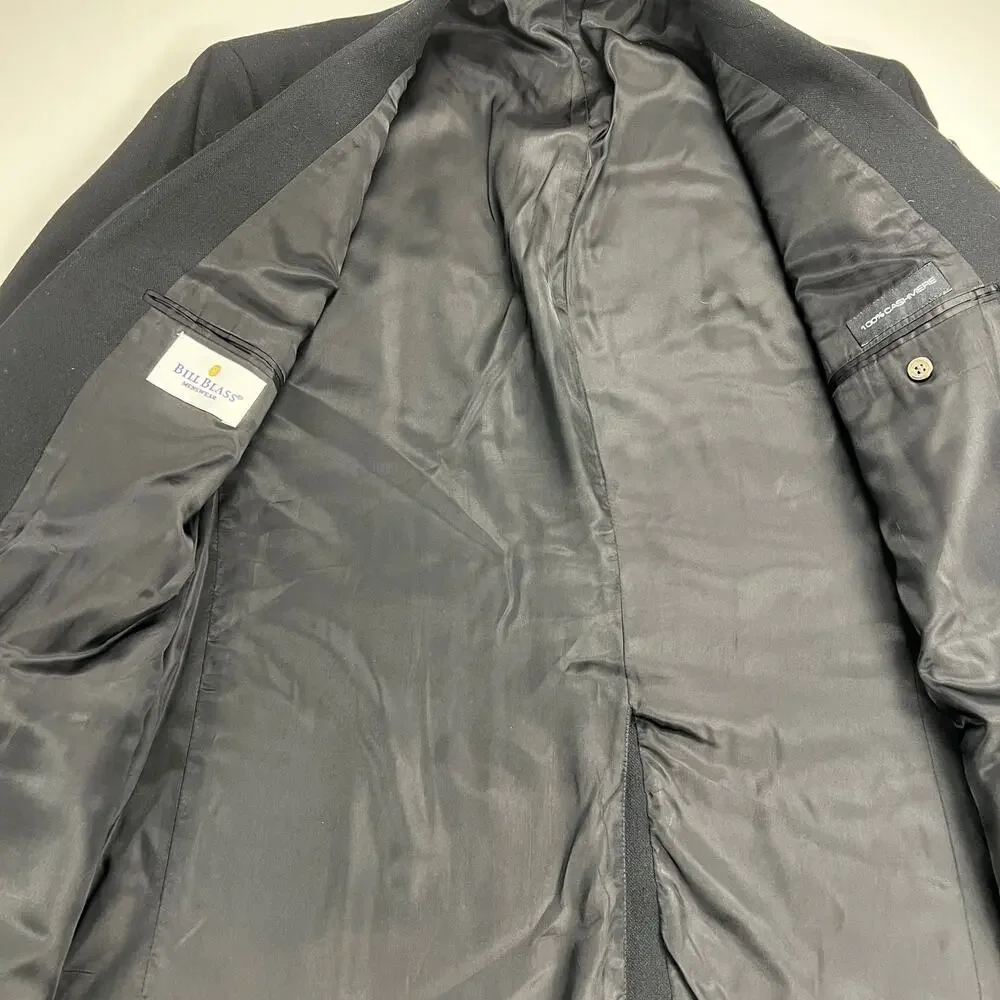 Bill Blass Menswear 100% Cashmere Black Sport Coat Blazer Jacket Luxury Size 48L
